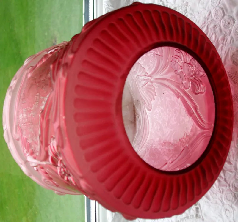 Antique English Victorian Cranberry Glass Lampshade
