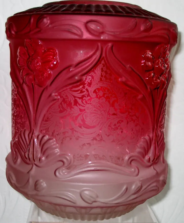 Antique English Victorian Cranberry Glass Lampshade