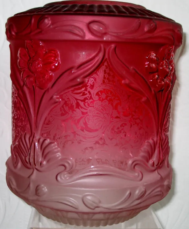 Antique English Victorian Cranberry Glass Lampshade