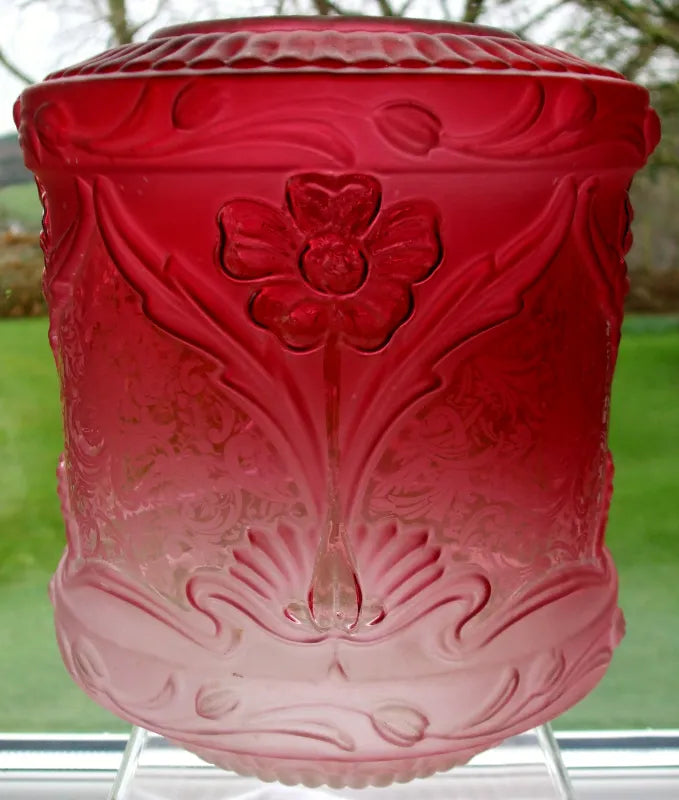 Antique English Victorian Cranberry Glass Lampshade
