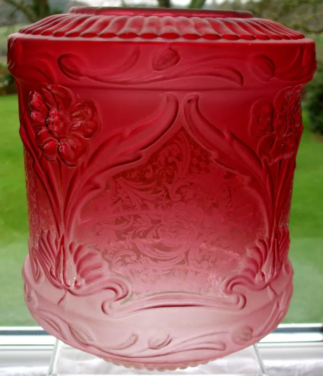 Antique English Victorian Cranberry Glass Lampshade
