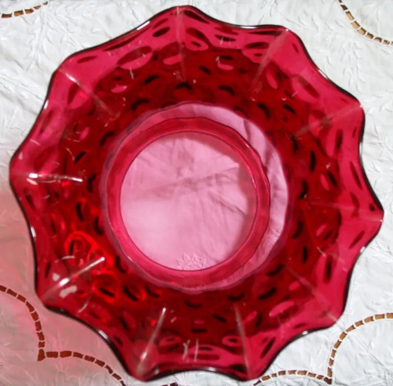 Antique English Victorian Cranberry Glass Heater Lamp Shade
