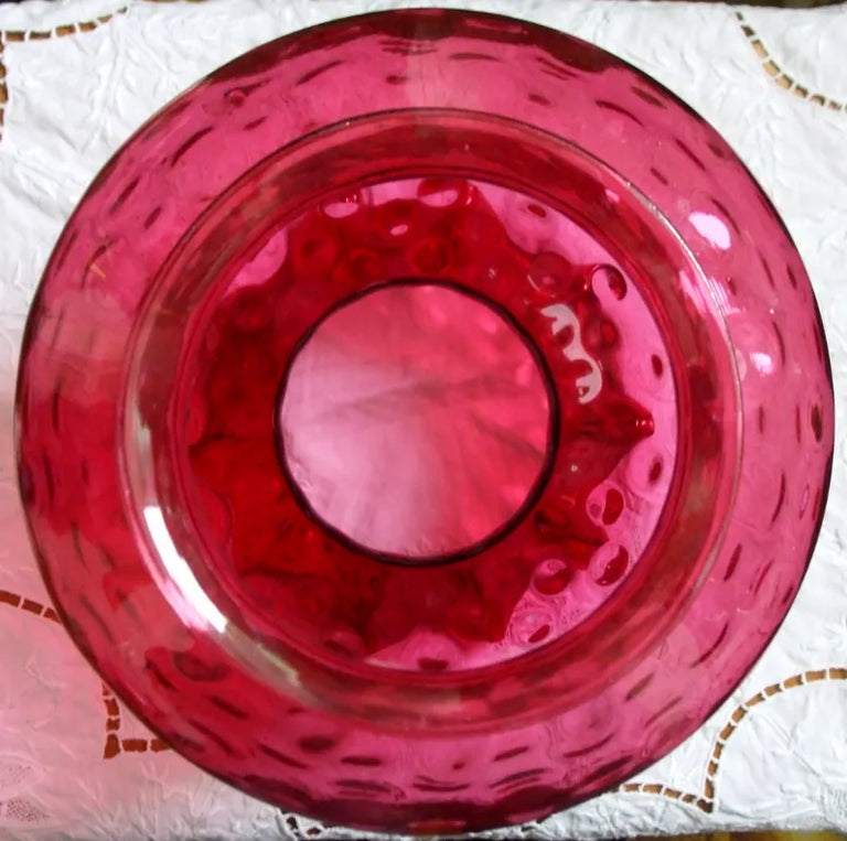 Antique English Victorian Cranberry Glass Heater Lamp Shade