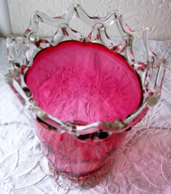 Antique English Victorian Cranberry Glass Vase
