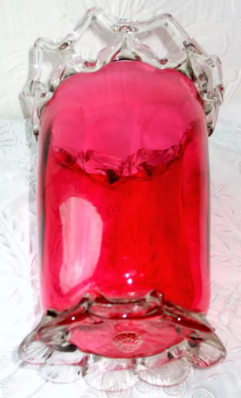 Antique English Victorian Cranberry Glass Vase
