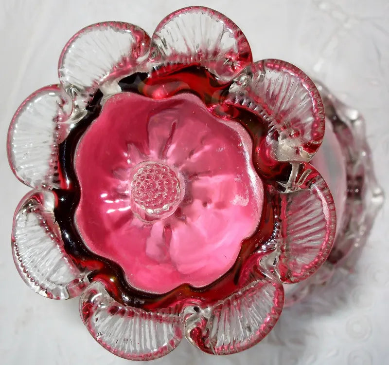 Antique English Victorian Cranberry Glass Vase