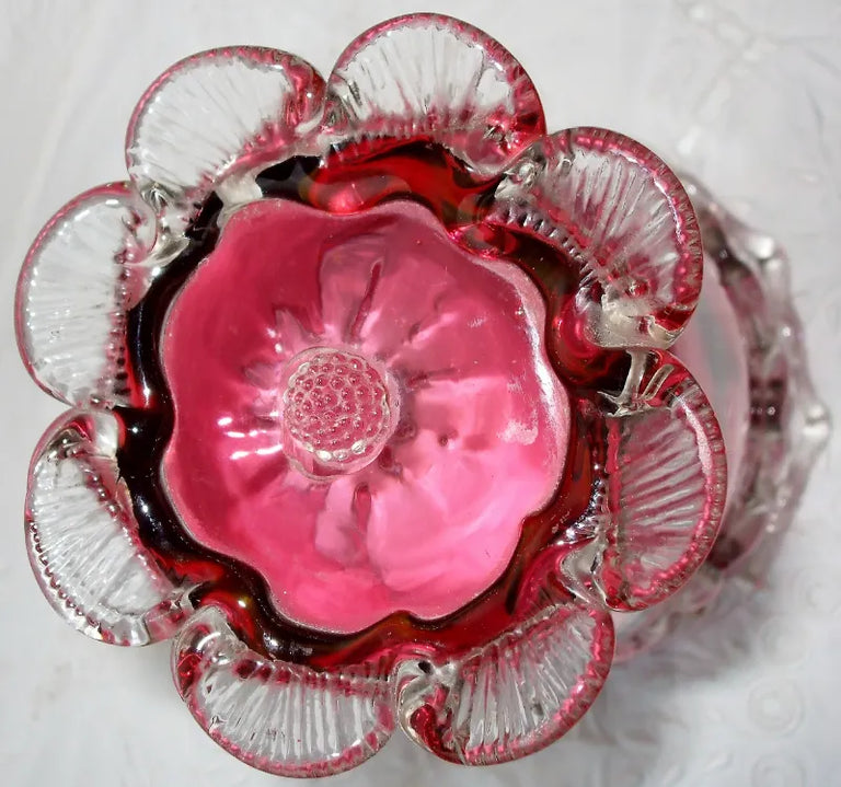 Antique English Victorian Cranberry Glass Vase