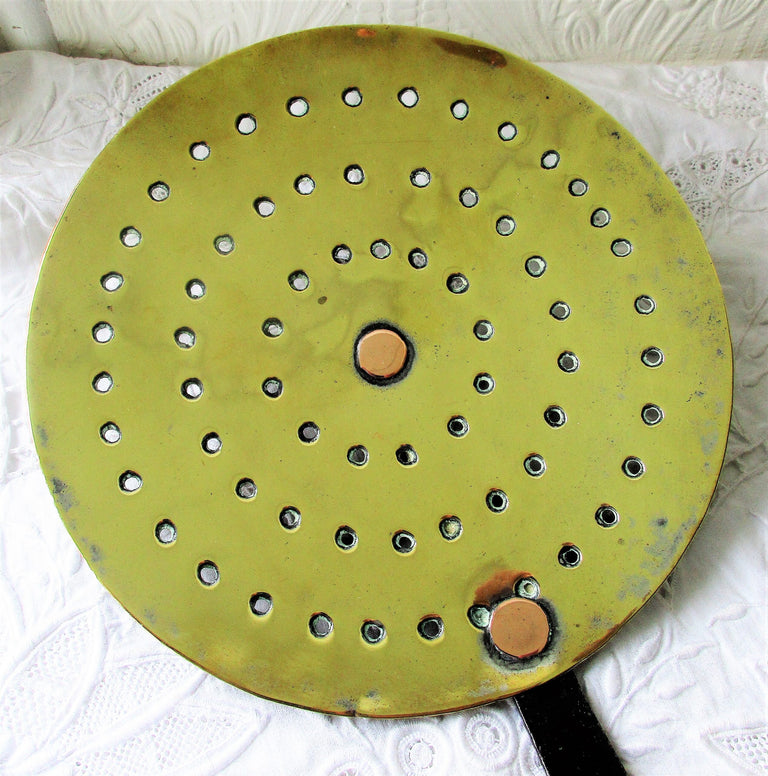 Antique English Victorian Brass Cream Skimmer