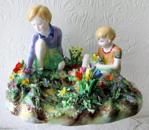 Vintage Crown Staffordshire Porcelain Figure, Picking Flowers ~  T.M. Bayley