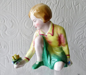 Vintage Crown Staffordshire Porcelain Figure, Picking Flowers ~  T.M. Bayley