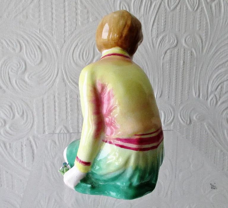 Vintage Crown Staffordshire Porcelain Figure, Picking Flowers ~  T.M. Bayley