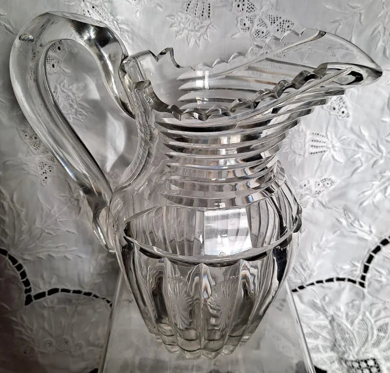 Antique Late Regency Cut Glass Water Jug