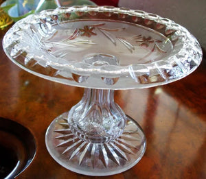 Antique English Victorian Cut Glass Tazza