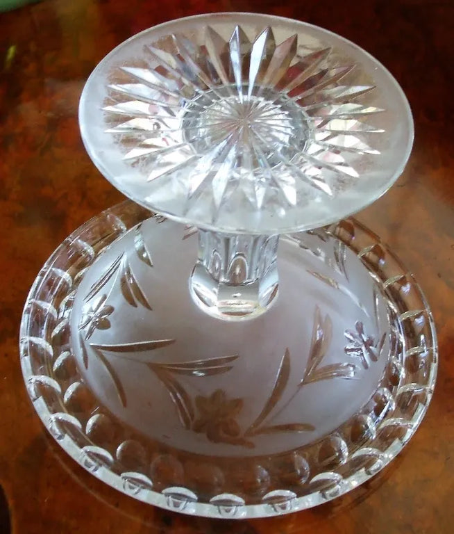 Antique English Victorian Cut Glass Tazza