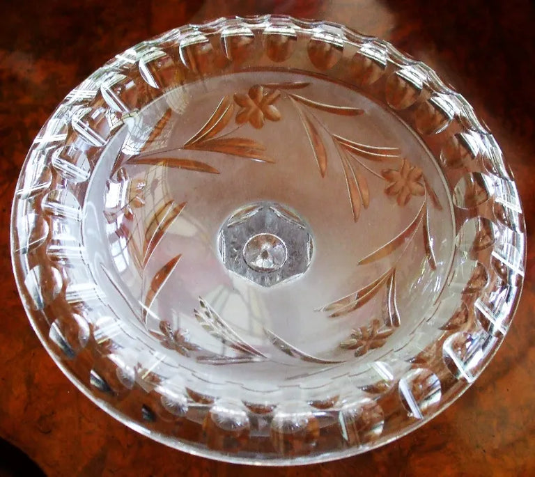 Antique English Victorian Cut Glass Tazza