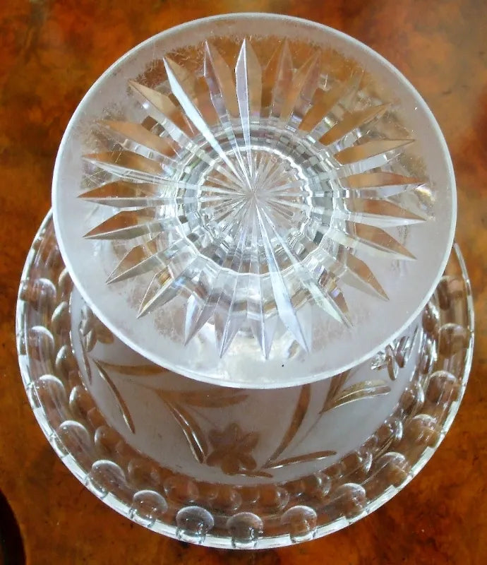 Antique English Victorian Cut Glass Tazza