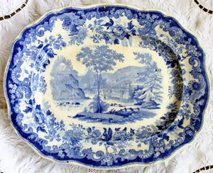 Antique Victorian Blue & White Transfer Platter ~ William Davenport