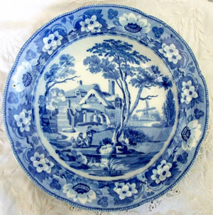 Georgian Blue & White "Resting Time" Plate ~ John Davenport