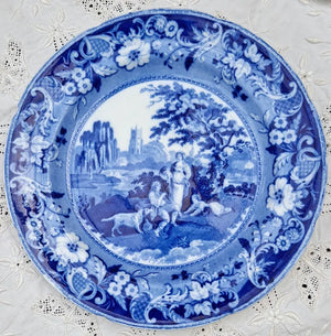 Antique Georgian Blue & White Transfer "The Villagers" Plate ~John Davenport