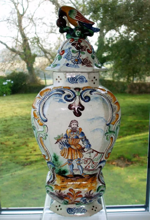 Antique Dutch Delftware Vase and Cover