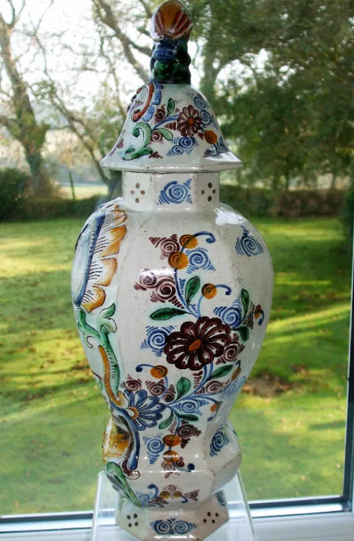 Antique Dutch Delftware Vase and Cover