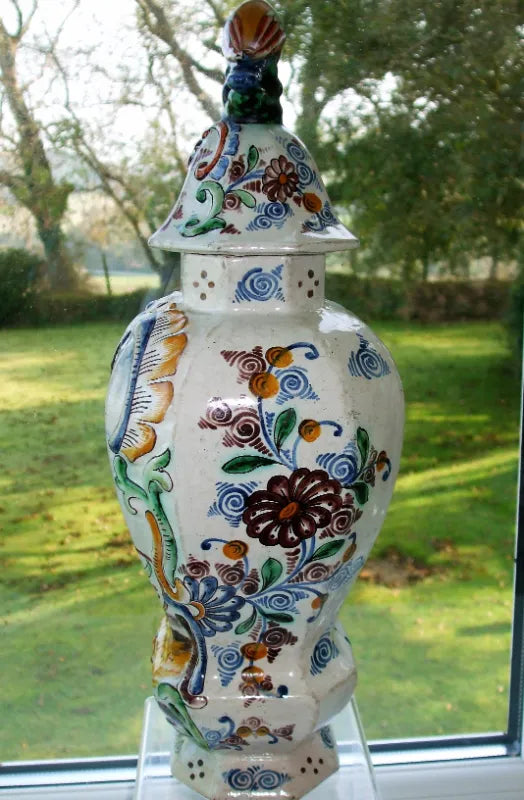 Antique Dutch Delftware Vase and Cover