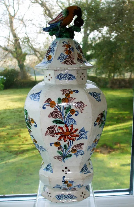 Antique Dutch Delftware Vase and Cover