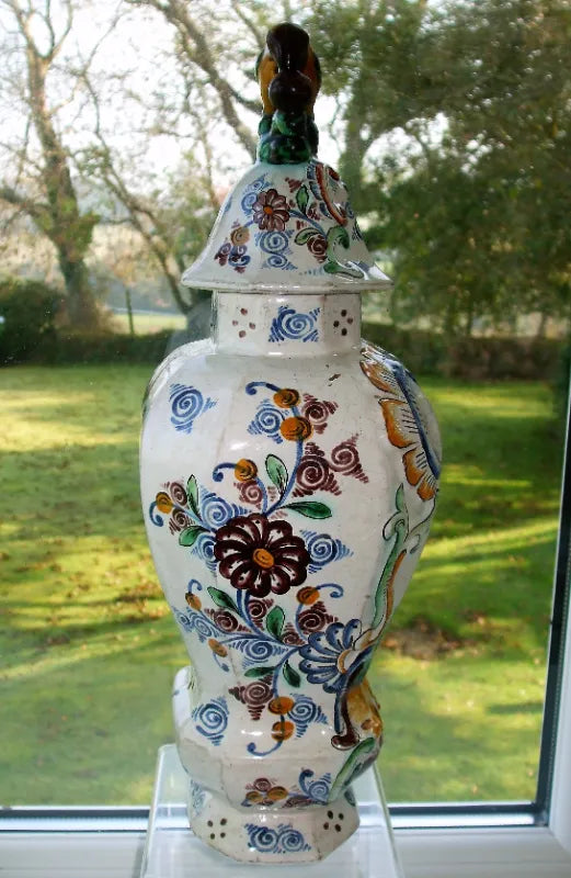 Antique Dutch Delftware Vase and Cover