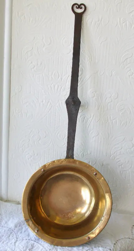 Antique English Georgian Brass Down-hearth Skillet