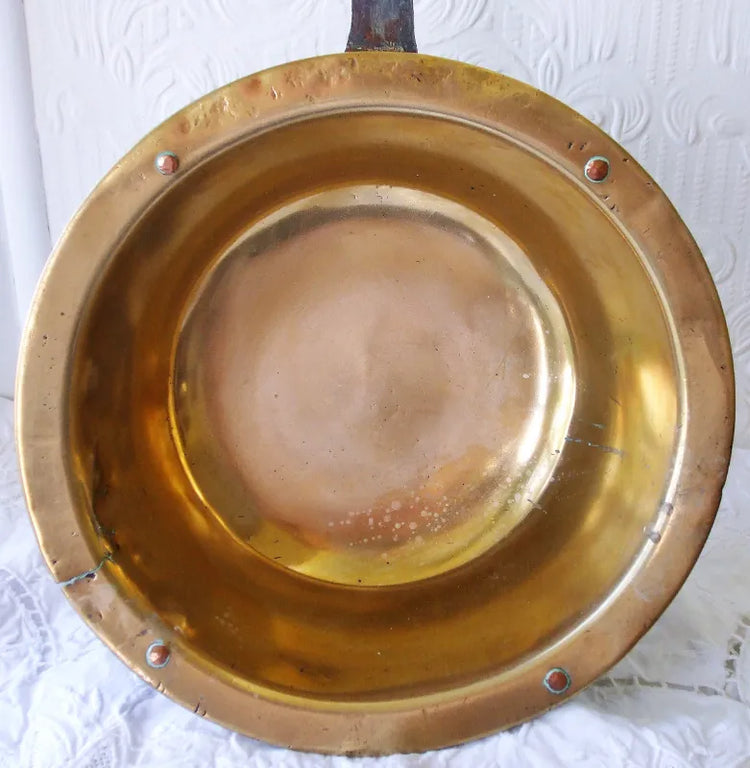 Antique English Georgian Brass Down-hearth Skillet