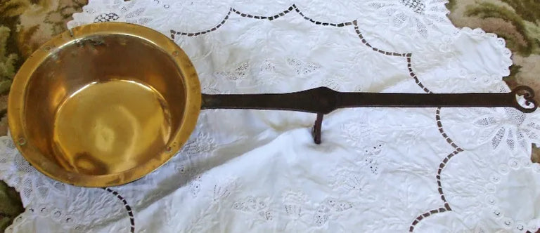 Antique English Georgian Brass Down-hearth Skillet