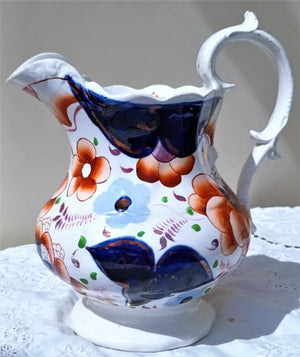 Antique Victorian Gaudy Welsh "Drape" Pattern Jug