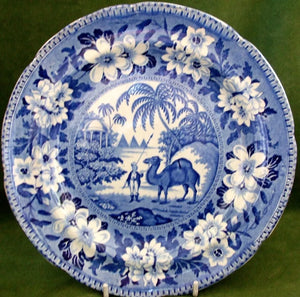 Antique Georgian / Victorian Blue & White Transfer "Dromedary" Plate