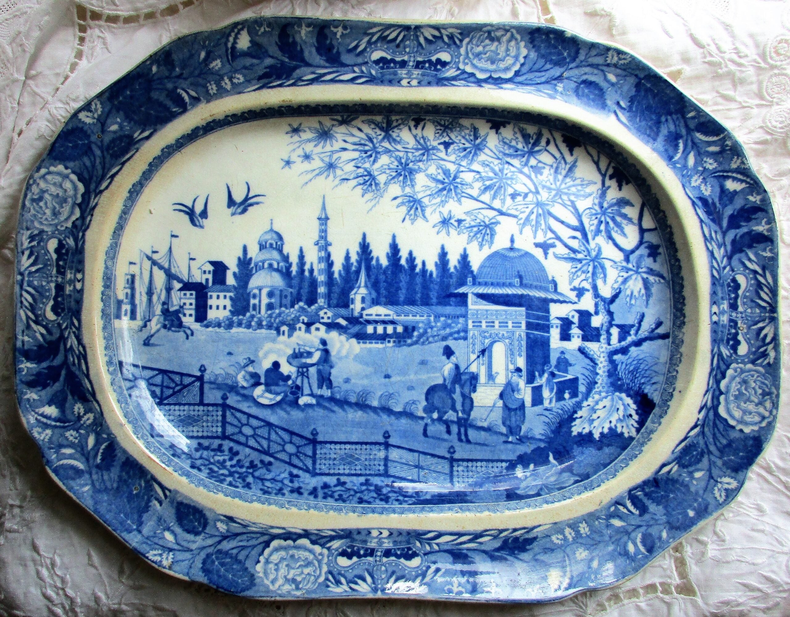 Antique Georgian Blue & White Transfer 