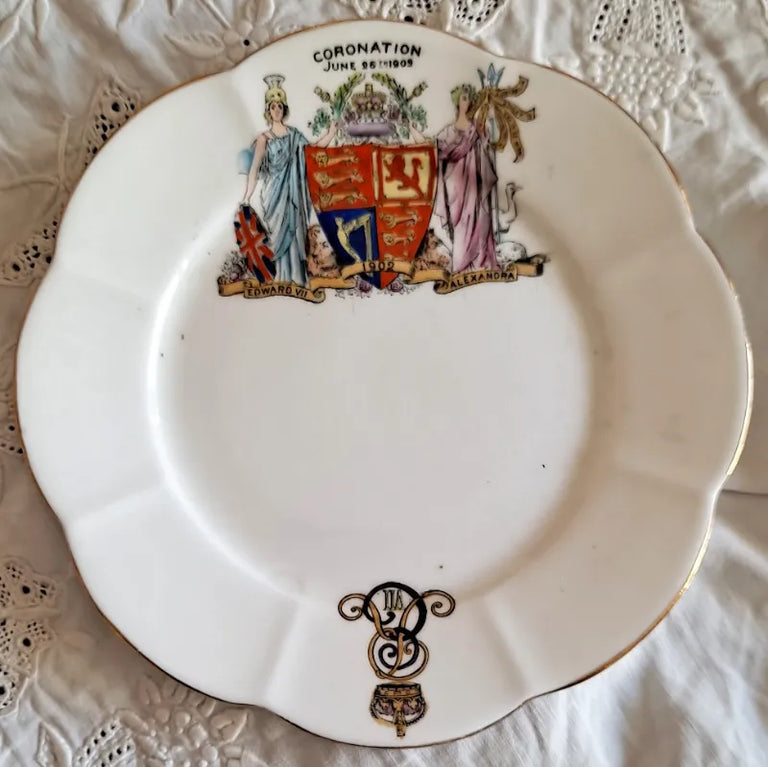 Antique Commemorative Coronation Plate ~ Edward VII & Alexandra ~ Foley