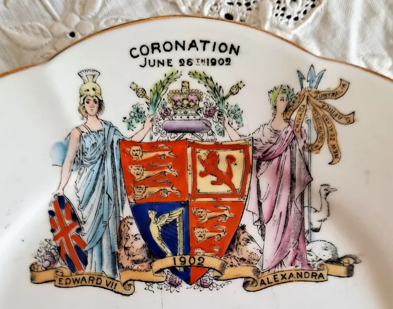 Antique Commemorative Coronation Plate ~ Edward VII & Alexandra ~ Foley