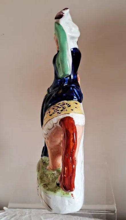 Pair of Antique English Victorian Staffordshire Pottery Figures ~ 