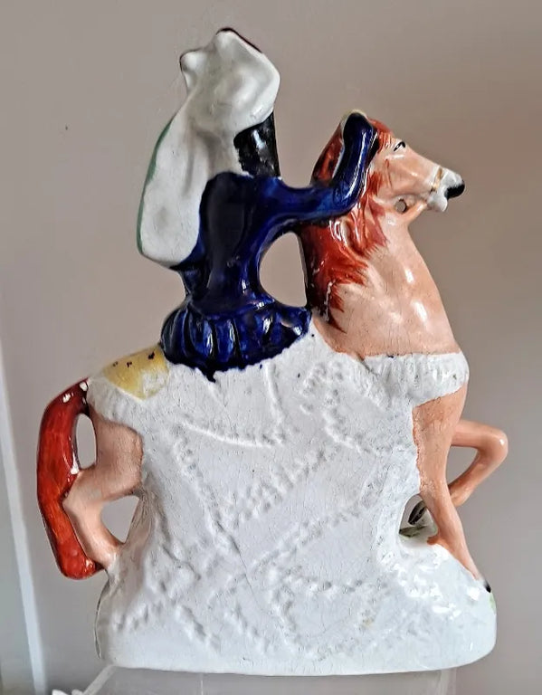 Pair of Antique English Victorian Staffordshire Pottery Figures ~ 
