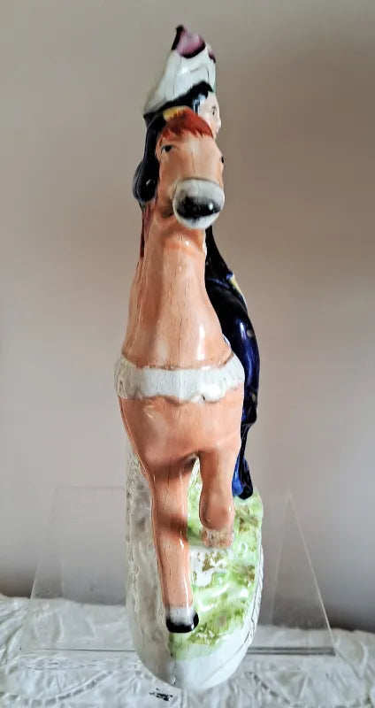Pair of Antique English Victorian Staffordshire Pottery Figures ~ 