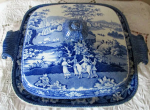 Antique Georgian Blue & White Transfer "Europa" Vegetable Tureen ~ J. & R. Riley