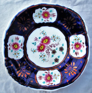 Antique Victorian Gaudy Welsh "Floret" Pattern Bread and Butter Plate