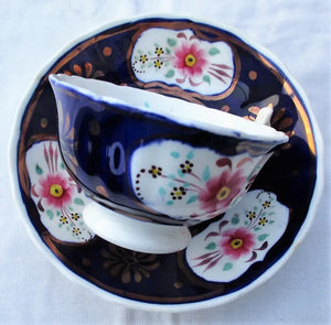 Victorian Gaudy Welsh "Floret" Pattern Tea Cup & Saucer