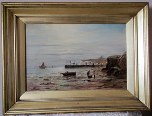 Folkestone Harbour ~ Oil Painting on Canvas ~ W. Martin ~ c. 1895
