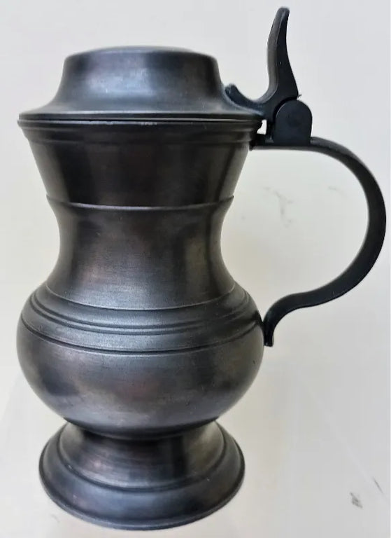 Antique French Pewter Baluster Tankard