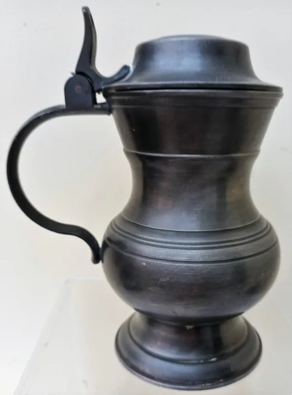 Antique French Pewter Baluster Tankard