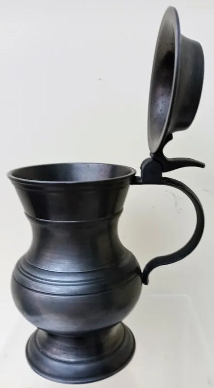 Antique French Pewter Baluster Tankard