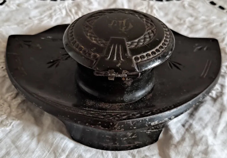Vintage German Lacquered Metal Inkwell
