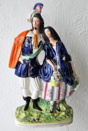 Antique Victorian Staffordshire Figure ~ "A Gallant and his Sweetheart"