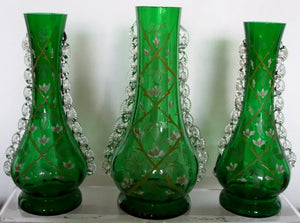 Garniture Green Glass Vases