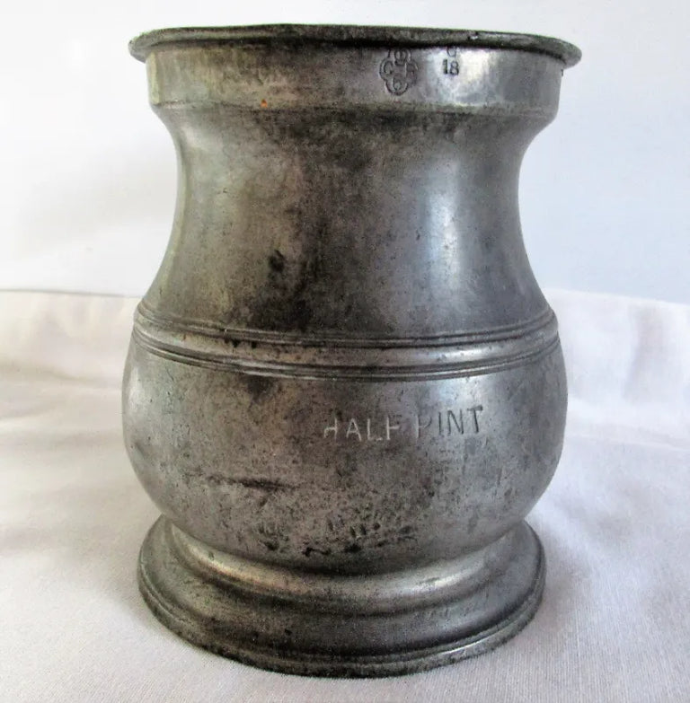 Victorian Pewter Half Pint Baluster Measure ~ Gaskell & Chambers